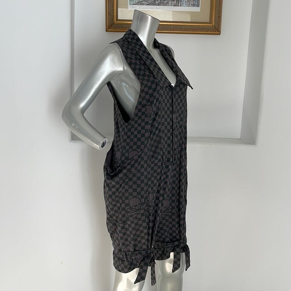 A.D. MOON Romper Gray/Teal Plaid Size M - Picture 3 of 13